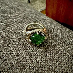 David Yurman Sterling Silver Peridot Infinity Ring Size 8.